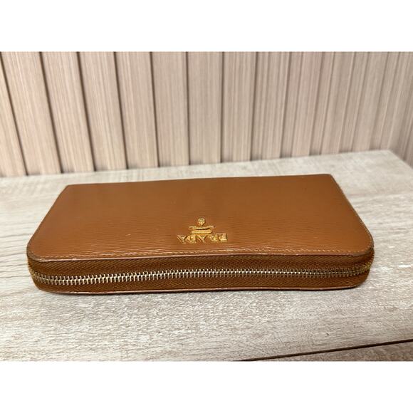 PRADA Saffiano Leather Zip Around Long Wallet in Brown - Picture 13 of 16